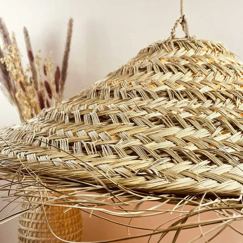 Abat jour pour lampe parasol l fibre naturelle tressée