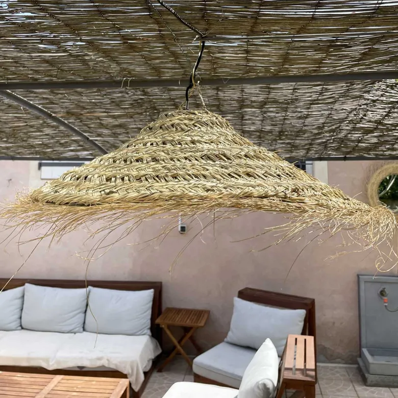Abat jour pour lampe parasol l fibre naturelle tressée