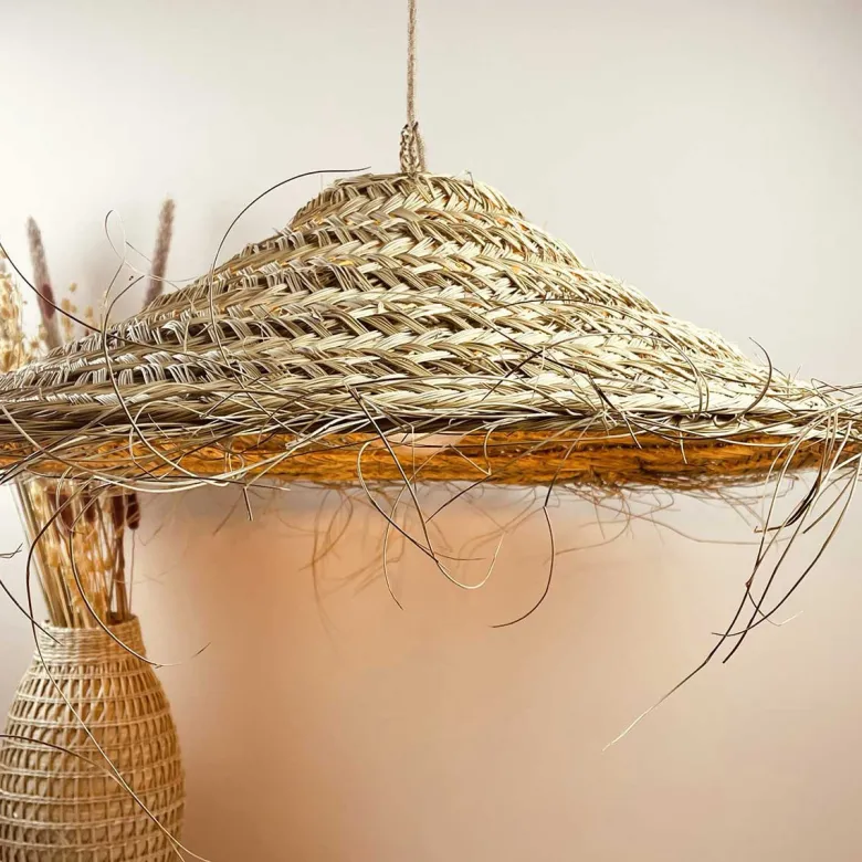Abat jour pour lampe parasol l fibre naturelle tressée