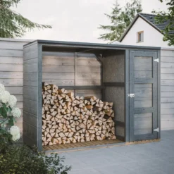 Abri à bûches extérieur 75x217xh159cm abri à outils 1,09m²+0.53m²redwood red