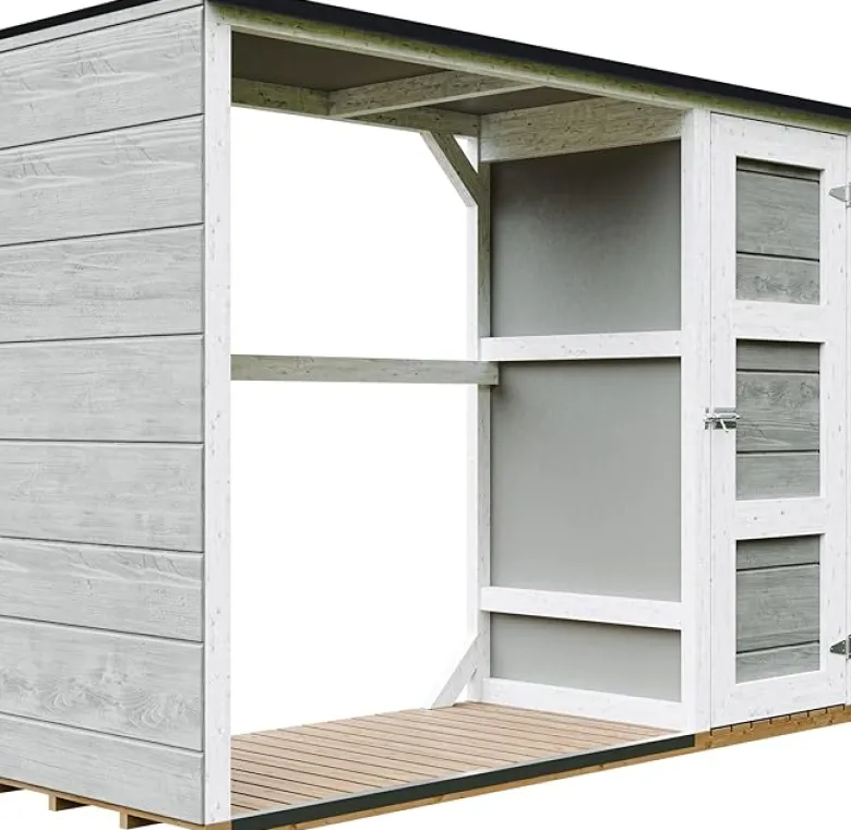 Abri à bûches extérieur 75x217xh159cm abri à outils 1,09m²+0.53m²tundra grey