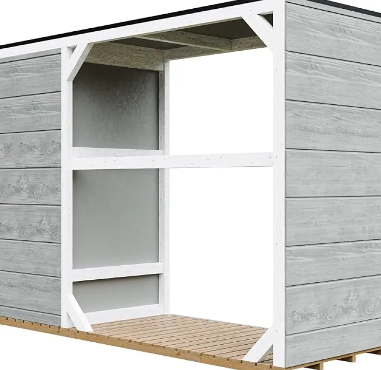 Abri à bûches extérieur 75x217xh159cm abri à outils 1,09m²+0.53m²tundra grey