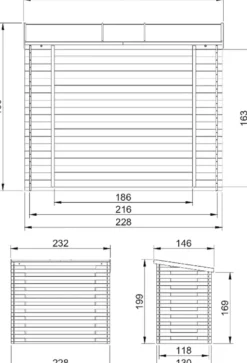 Abri à bûches -l146xl232xh199 cm - 2.63 m2
