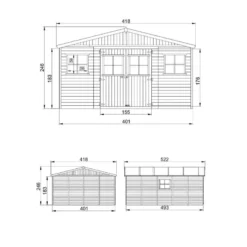 Abri de jardin en bois avec les planchers imprégné -h246x418x522 cm-20 m²