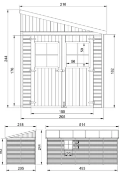 Abri de jardin en bois avec paroi latérale - 10 m2