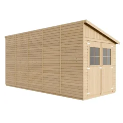 Abri de jardin en bois avec paroi latérale - 10 m2