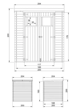 Abri de jardin en bois avec sol traité - de haute qualité - 3.53 m2