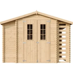 Abri de jardin en bois et range bûches extérieur - 3,53 + 0,97+0,97 m2