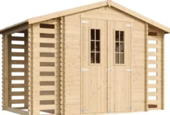 Abri de jardin en bois et range bûches extérieur - 3,53 + 0,97+0,97 m2