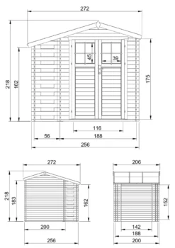 Abri de jardin en bois et range bûches extérieur - 3,53 + 0,97 m2