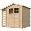 Abri de jardin en bois et range bûches avec sol traité - 3,53 + 0,97 m2