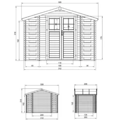 Abri de jardin en bois et range bûches extérieur - 3,53 + 0,97+0,97 m2