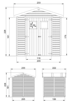 Abri de jardin en bois - h228x222x233 cm-4,2 m²