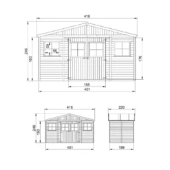 Abri de jardin en bois les planchers imprégné- h246x418x220 cm 8 m²