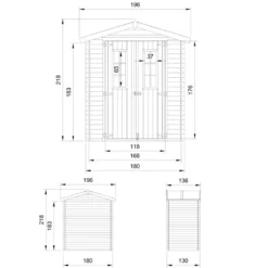 Abri de jardin en bois - l196xl136xh218 cm- 1.98 m2