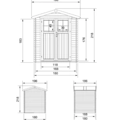Abri de jardin en bois - l186xl196xh218 cm - 2,82 m2