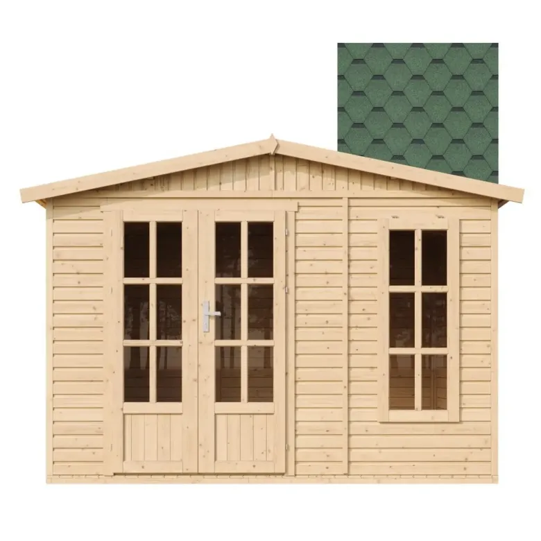 Abri de jardin en bois 6 m2 - avec des bardeaux bitumineux - vert