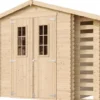 Abri de jardin en bois range bûches extérieur avec sol traité 3,53+2x0,97m2