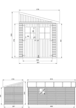 Abri de jardin en bois sans paroi latérale 10 m2
