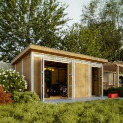 Abri de jardin qualité premium 8.52+2.95 m² garage moto exterieur gris foncé