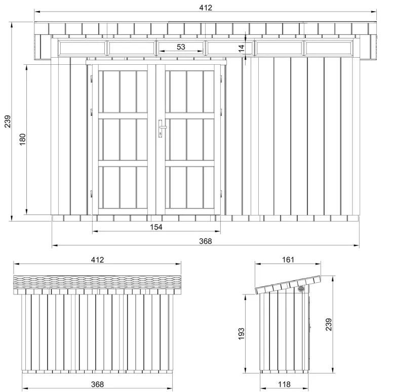 Abri de jardin qualité premium 4m² l161xl412xh239 cm - beige