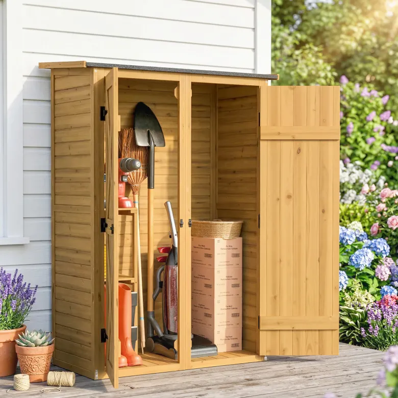 Abri de rangement bois 2 portes