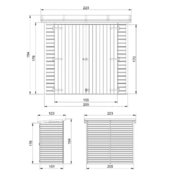 Abri à outils en bois - 194x123x223 cm 2,1 m² - beige