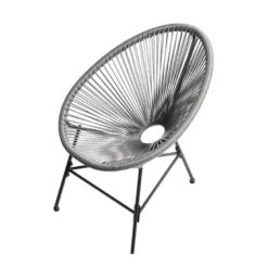 Acapulco salon de jardin 2 fauteuils ronds et table basse gris