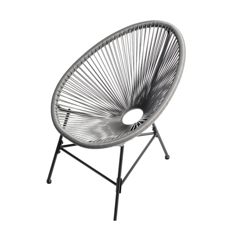 Acapulco salon de jardin 2 fauteuils ronds et table basse gris
