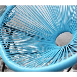 Acapulco salon de jardin 2 fauteuils ronds et table basse bleu