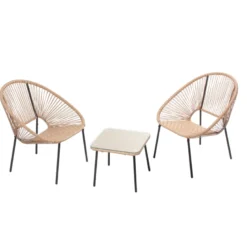 Acapulco set de 2 fauteuils + table basse naturel