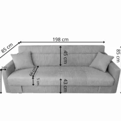 Adare canapé convertible avec coffre en tissu gris foncé 3 places