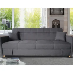 Adare canapé convertible avec coffre en tissu gris foncé 3 places