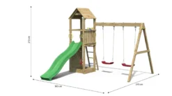 Aire de jeux avec toboggan et 2 balanço