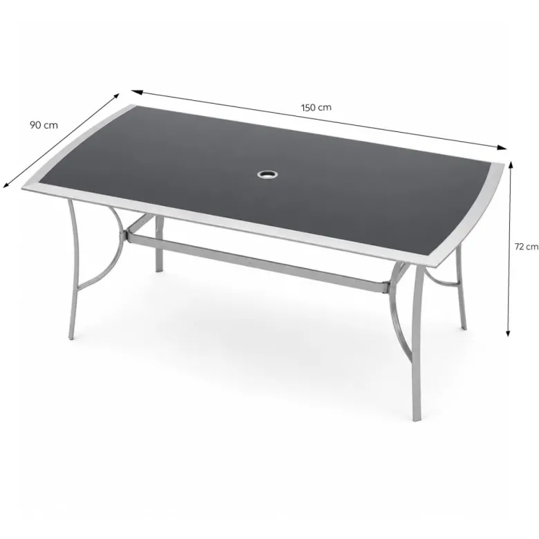 Alassio ensemble de jardin table 150 cm + lot de 4 chaises pliantes