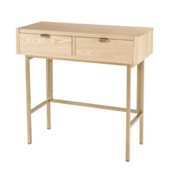 Aline - console bois 2 tiroirs pieds métal doré