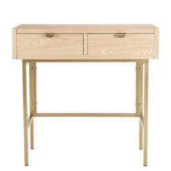 Aline - console bois 2 tiroirs pieds métal doré