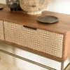 Alix - console en bois de manguier 2 tiroirs motifs ethniques
