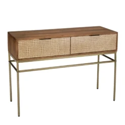 Alix - console en bois de manguier 2 tiroirs motifs ethniques