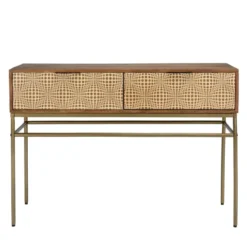 Alix - console en bois de manguier 2 tiroirs motifs ethniques