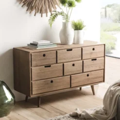 Andy - commode scandi bois marron 8 tiroirs