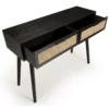 Angelo - console noire bois 2 tiroirs cannage