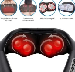 Appareil de massage shiatsu chauffant 8 têtes pour cou et dos