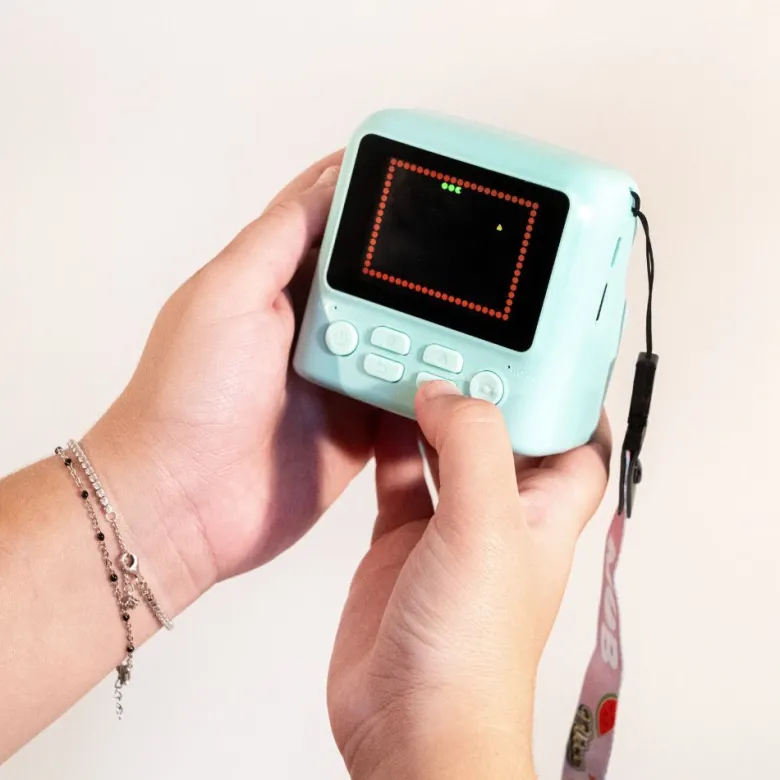 Appareil photo avec impression pixiprint turquoise enfant - mob