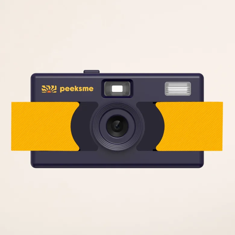 Appareil photo peeksme jaune + 1 paire de clips vert + 1 lanière bleue