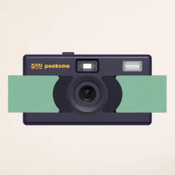 Appareil photo peeksme vert + 1 paire de clips jaune + 1 lanière bleue