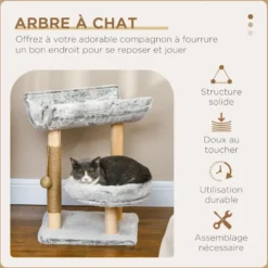 Arbre à chat griffoir chanvre naturel panier plateforme d'observation boule