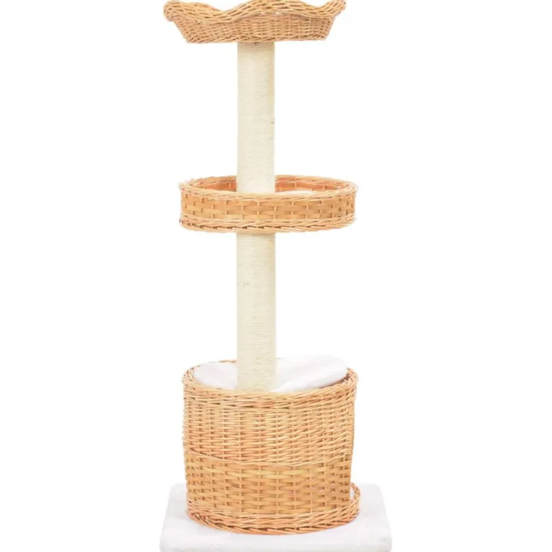 Arbre à chat griffoir grattoir niche jouet 40 x 40 x 94 cm bois marron