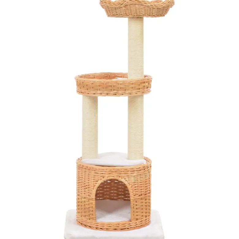Arbre à chat griffoir grattoir niche jouet 40 x 40 x 94 cm bois marron