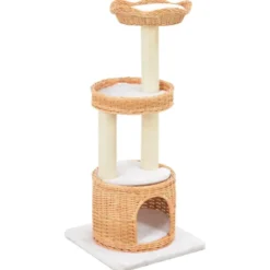 Arbre à chat griffoir grattoir niche jouet 40 x 40 x 94 cm bois marron